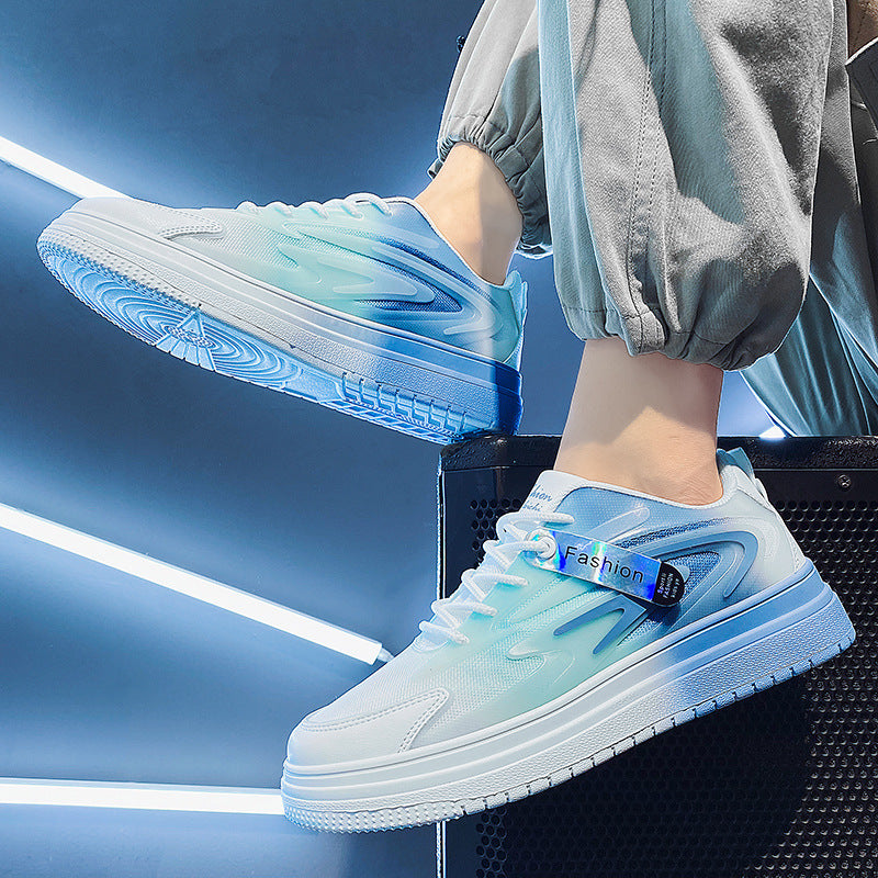 Men's spring 2026 new lightweight athletic shoes - breathable mesh sneakers, summer casual skate shoes, gradient white trendy shoes
