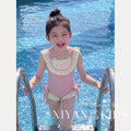 Summer pool baby swimsuit - stylish one-piece tankini for girls, cute cat design