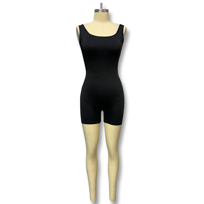 Amazon  sexy backless one-shoulder sleeveless bodysuit cropped pleated romper women's cross-border fashion
