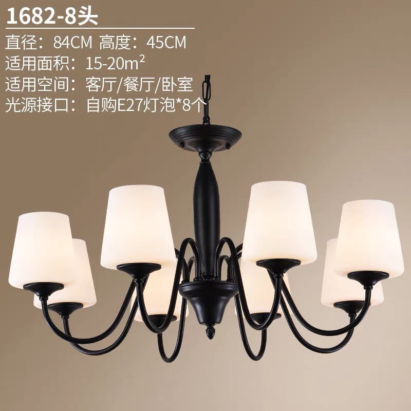 American country wrought iron chandelier European simple living room dining room study bedroom Nordic retro modern simple chandelier