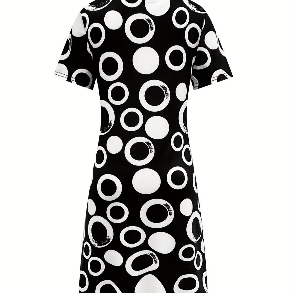 wholesale women's short-sleeved dresses, fashionable women's dresses for spring, summer, and autumn, new cross-border printed designs