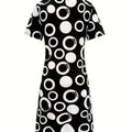 wholesale women's short-sleeved dresses, fashionable women's dresses for spring, summer, and autumn, new cross-border printed designs