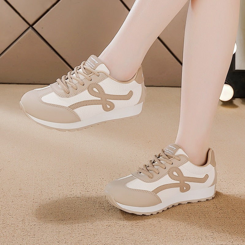 Women's casual leather sneakers - authentic spring/autumn new arrivals: soft sole, lightweight, breathable, non-slip, comfortable running shoes
