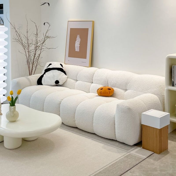 Cream style fabric sofa living room small apartment home leisure simple modern double three Internet celebrity marshmallow sofa