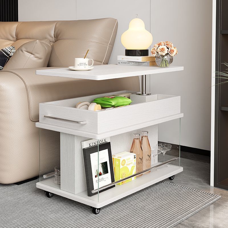 Living room multi-functional sofa side tableaccessible luxury creative balcony movable side cabinetaccessible luxury solid wood adjustablerotate coffee table