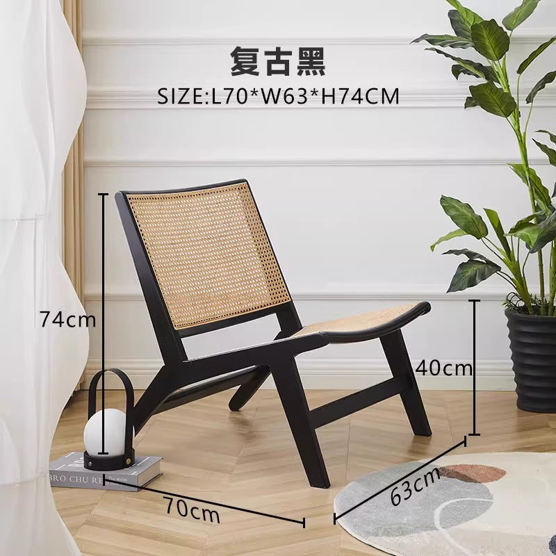 Scandinavian solid wood rope lounge chair single sofa chair b&b hotel lazy chair balcony casual saddle chair reading chair