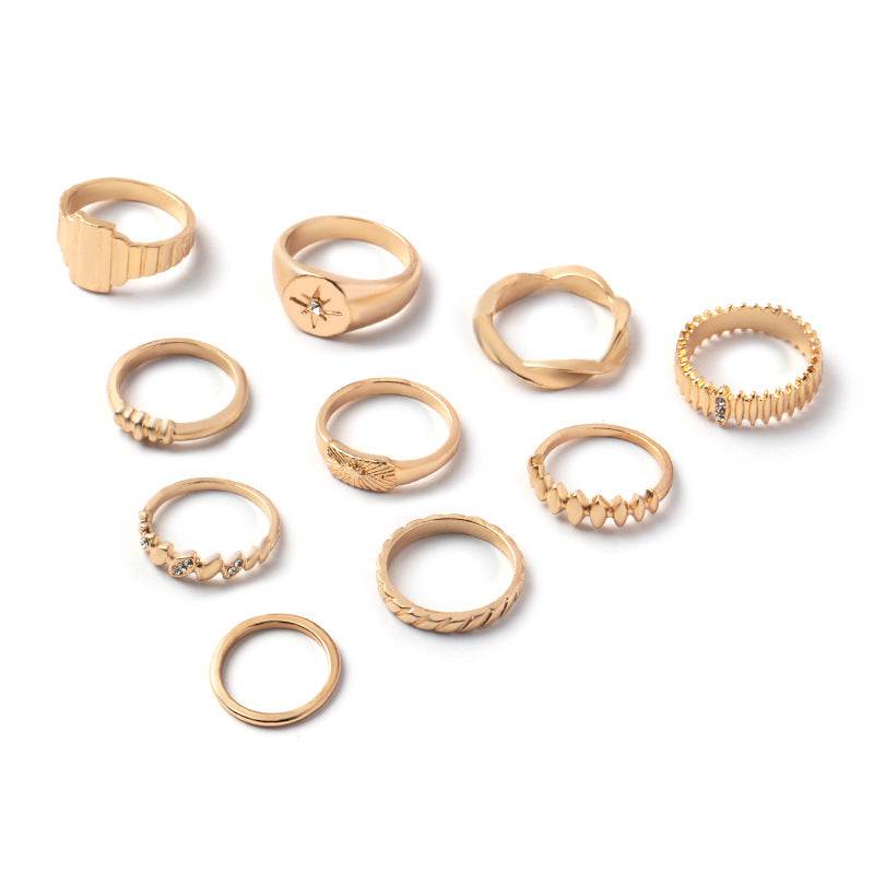 Wholesale alloy ring sets - european & american style, cross-border jewelry, niche luxury accessories, women's high-end hand jewelry, diamond-studded rings