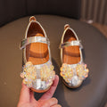 Girls'  spring new bowknot soft sole princess leather shoes for mid-to-large children - wholesale magic tape closure kids' shoes (direct from manufacturer)