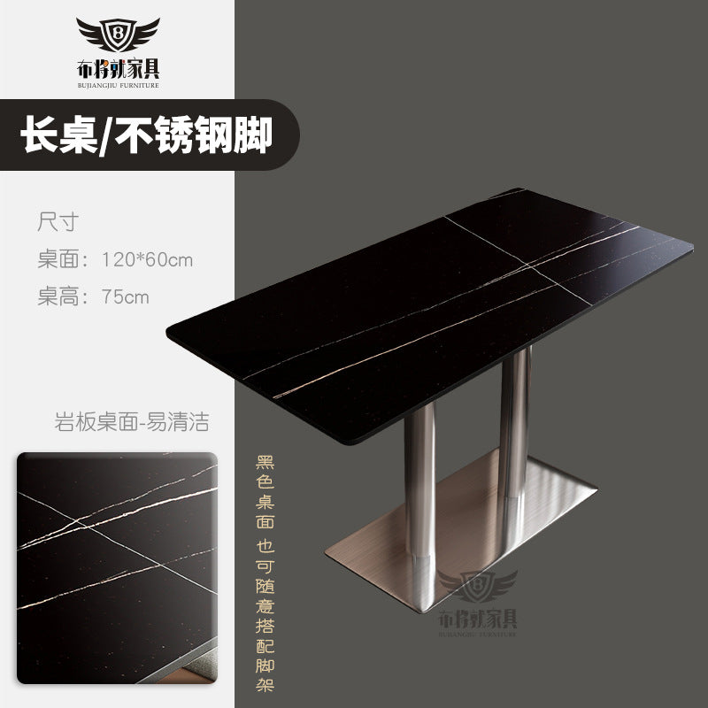 Bar table and chair combination, rock slab canteen dining table, commercial milk tea shop long table, reception and negotiation, cafe small round table