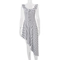 Amazon bestselling women's summer  new slim-fit u-neck ruffle trim polka dot asymmetrical hem dress