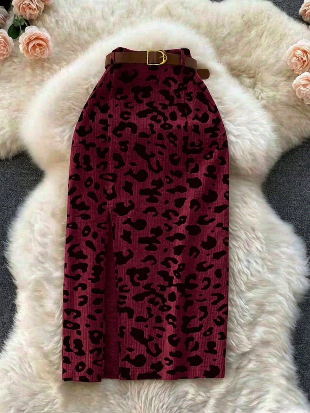 Amazon women's vintage slit midi skirt - high waist, slimming, bodycon, apple-shaped body flattering