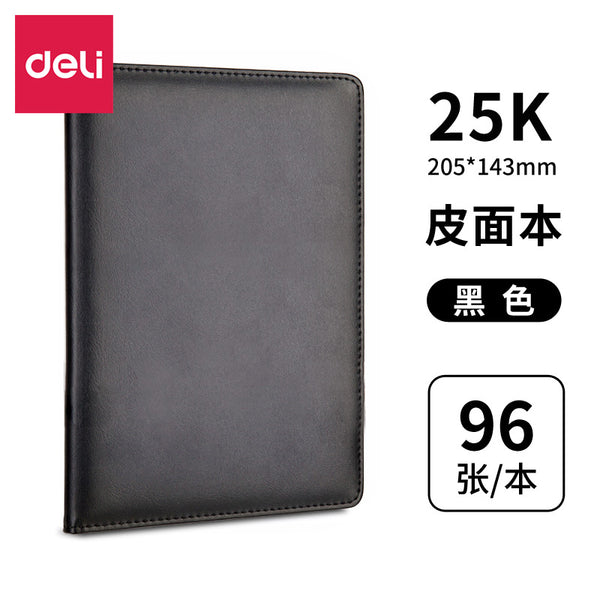 Deli Stationery 3162 Leather Notebook 25k Business Leather Book 96 Pages Office Notebook Meeting Diary
