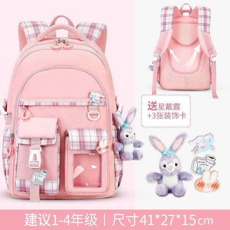 New cute and lightweight waterproof and load-reducing children's backpack, women's first to sixth grade backpack, children's school bag