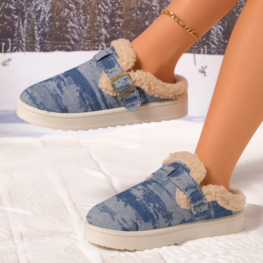 plus sizefleece-linedthickened fur slippers for women fall and winternew arrivalheattech one-leg thick-soled cotton camel shoes batch