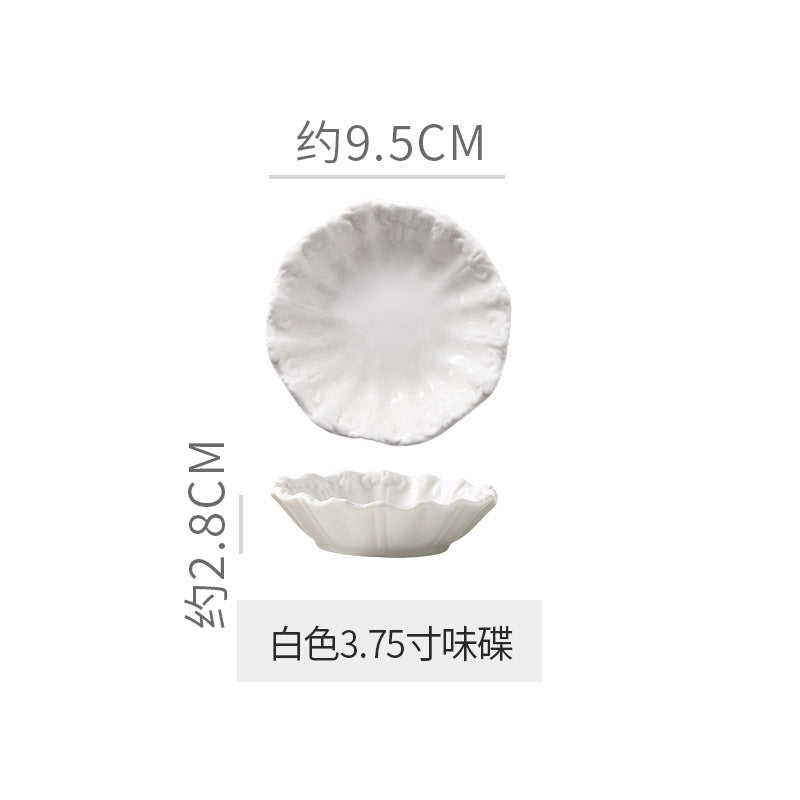 Embossed retro ceramic dinnerware set - french style, high-end steak plates, dessert plates, and salad bowls for home use