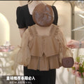 Girls' spring outfit : stylish little girl's leather three-piece set, autumn fashionable kids' base layer top, trendy