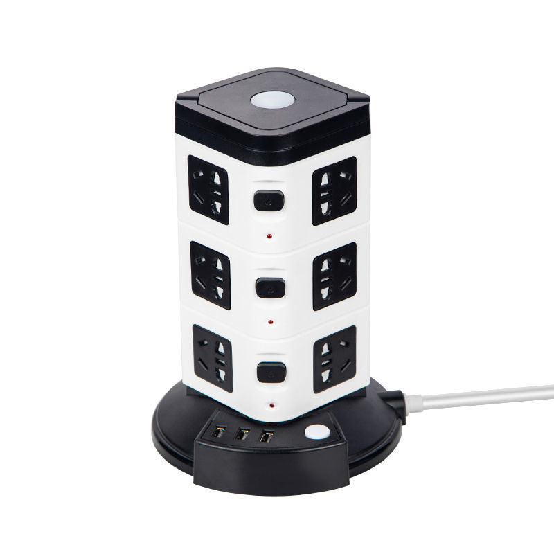 Smart vertical tower usb socket strip multifunctional multi-outlet office home computer power strip charger