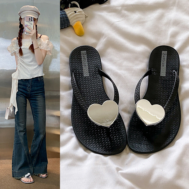 Summernew arrivallove flip-flops women's fashionoutwearnon-slipeasiest for matchcasual beach flip-flops