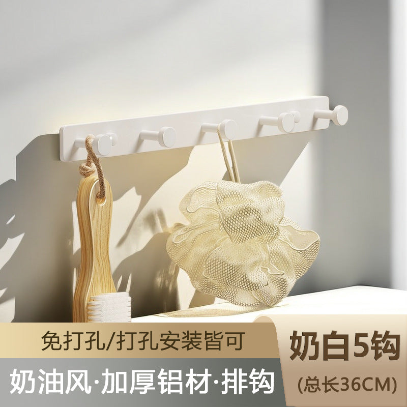 White hook, coat hook, entrance to the door, no punching in the entrance, storage hanger, key row hook storage rack on the wall