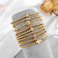 Beaded cross bracelet wholesale - european & american cross-border fashion, minimalist jewelry, personalized flower & gold bean bracelet for women