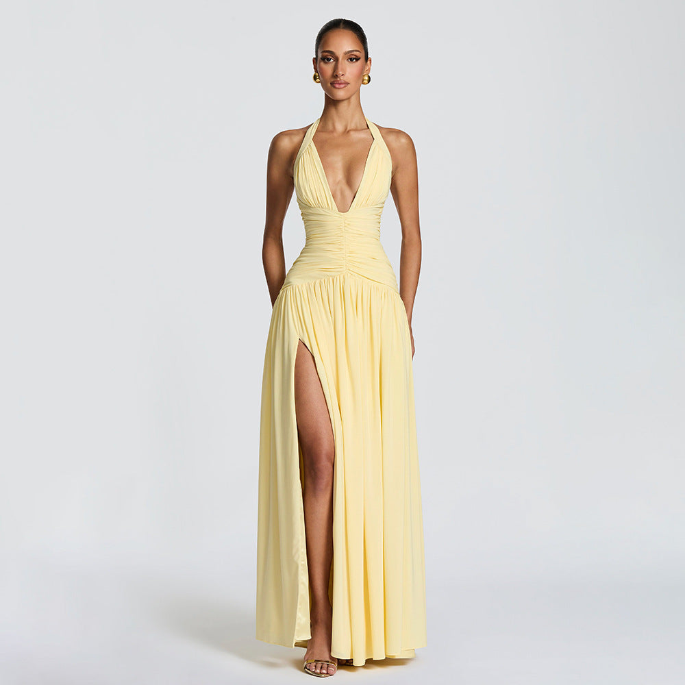 Amazon fashion style new arrivalelegant slit dress eleganthalter silmsexybacklessdress