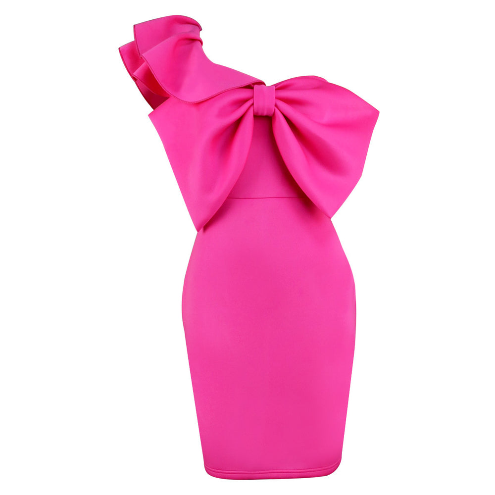 Am200403 sexy one-shoulder ruffle bow high-waisted plus size evening gown dress for women