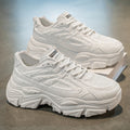 Men's chunky sneakers - spring 2025 new collection - pure white platform sneakers with hidden wedge - athletic running shoes for teens