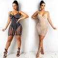 X5238   fashion european and american summer new nightclub style hot diamond suspender see-through women's dress