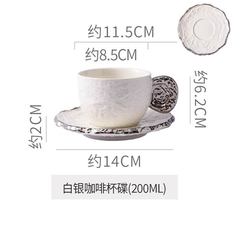 British classy sense ins ceramic relief cup and saucer niche style ceramic latte exquisite afternoon tea milk coffee cup and saucer