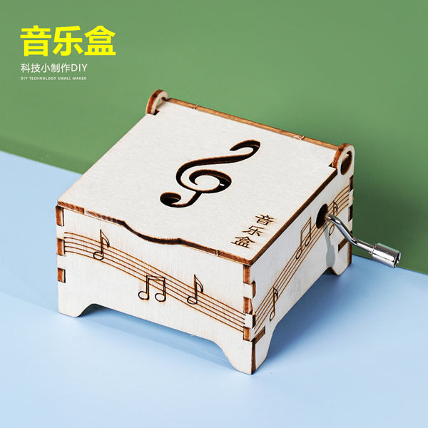Technology small production DIY hand crank music box music box children's steam education science experiment material package wholesale
