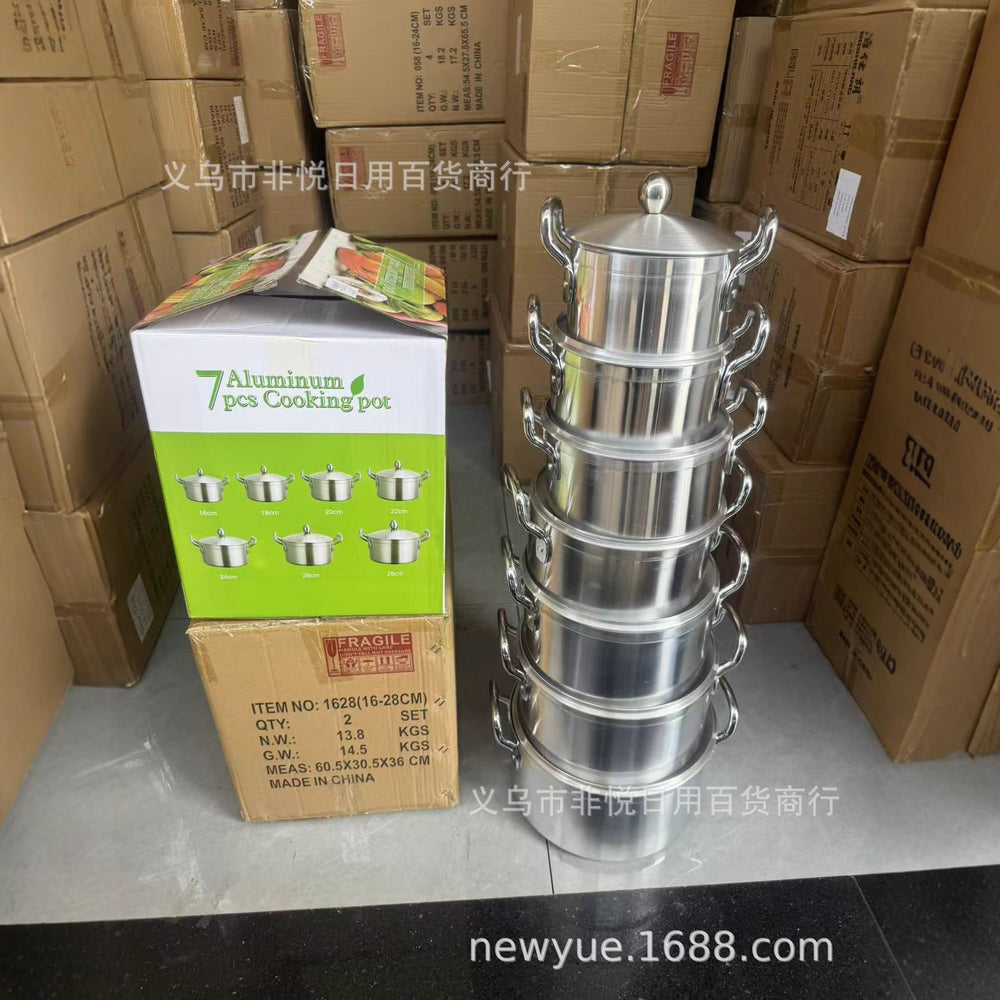 factory direct sales tableware aluminum pot for home aluminum pot aluminumpotnew arrival curling edge 5-piece set for commercial for home