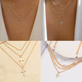 fashionnew arrival jewelry accessible luxury style diamond-encrusted necklace women's alloy cross stacked multi-layer necklace