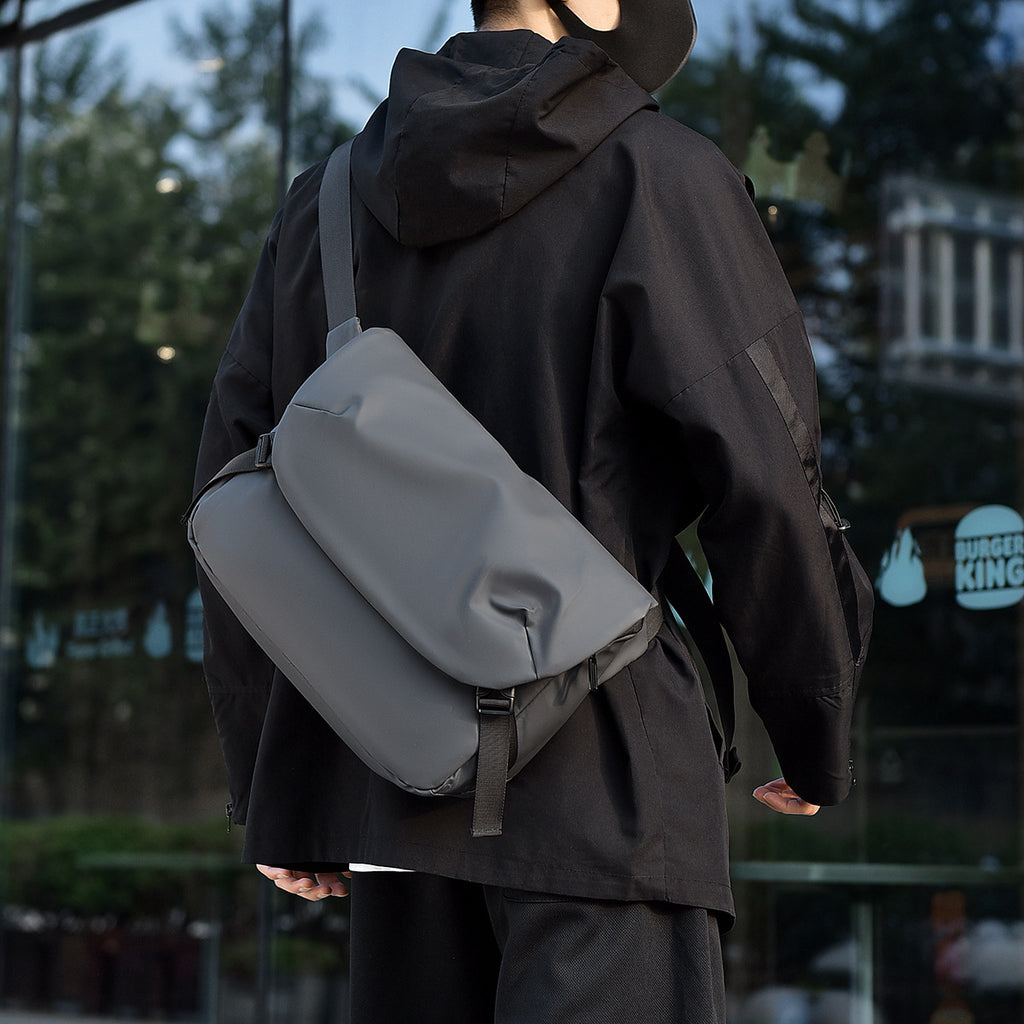 Cross-border messenger bag men's functional messenger bag leather film waterproof casual shoulder messenger bag men's bag new large