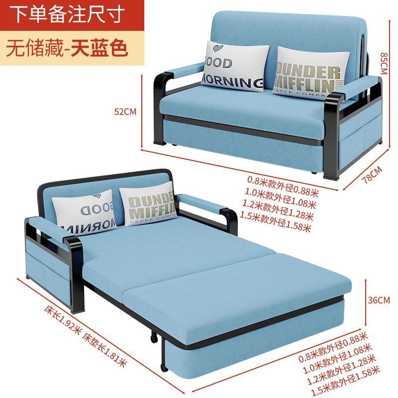 Sofa bed dual-purpose foldable small apartment living room multi-functional telescopic bed popular detachable washable fabric single sofa bed