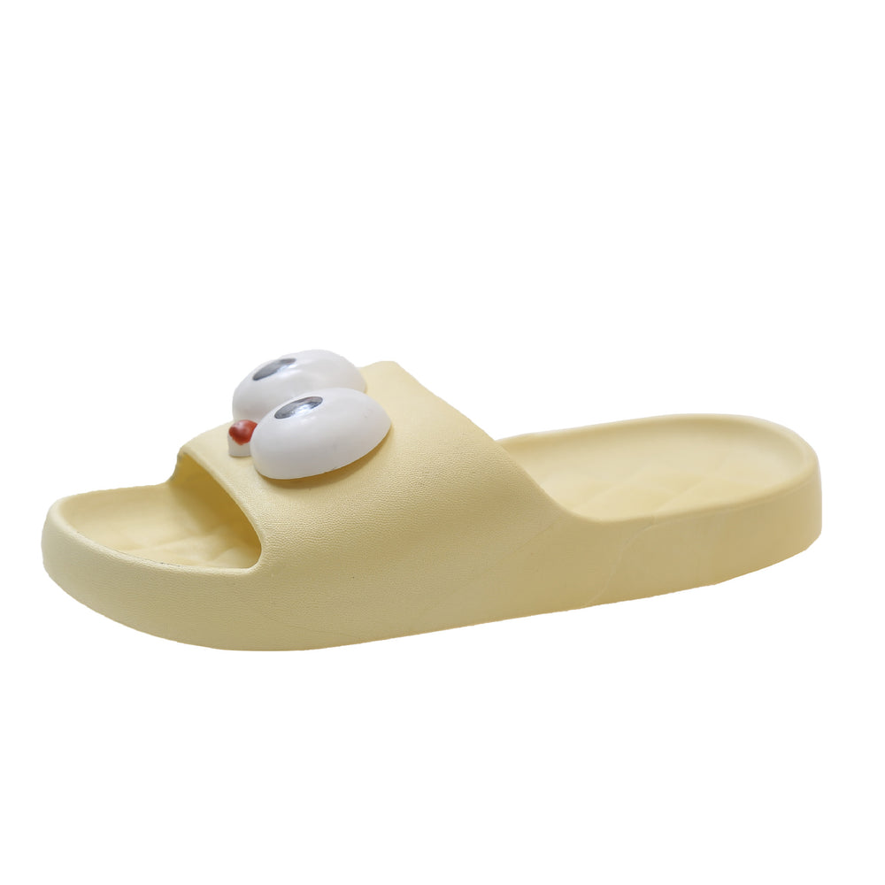 2024new arrival women's summer home cartoon big-eyed bird thick sole one-word casual beach slippers for women