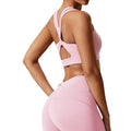 Eco-friendly recycled fabric cutout sexy yoga top with padded bra, wearable cross-back tank top, fitness activewear