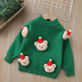 christmas kids' fleece-lined sweater: thickened, hand-knitted cartoon bear base layer for boys and girls