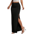 Amazon cross-border fashionable european and american minimalist workwear midi skirt -  summer elegant versatile slimming slit bodycon maxi skirt