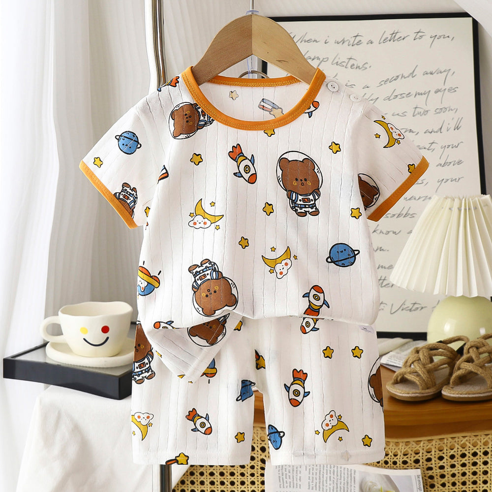 summer new arrivals: kids' short-sleeve and shorts sets - baby boys' and girls' t-shirt and shorts outfits, all-cotton wholesale