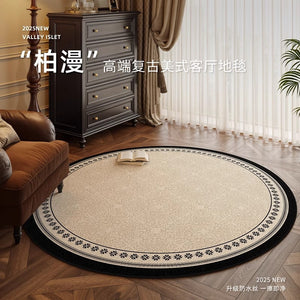 Round rug french vintage style living room carpet bedroom bedside study rocking chair floor mat retro non-slip rug