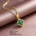 popular fashion full diamond four-leaf clover necklace accessible luxuryniche style women's versatile elegant non-fading clavicle chain suit