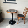 Hotel negotiation table retro dining table with wireless charging bluetooth audio all solid wood desktop small round table desk