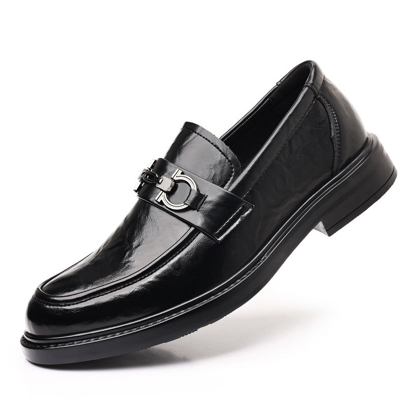 Men's leather shoes: new trendy fashion business dress shoes, non-slip, wear-resistant, slip-on loafers, casual moccasins