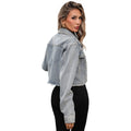 Fashion cross-border trade  independent station new arrival washed rivets short silm denim long sleeves outweartops