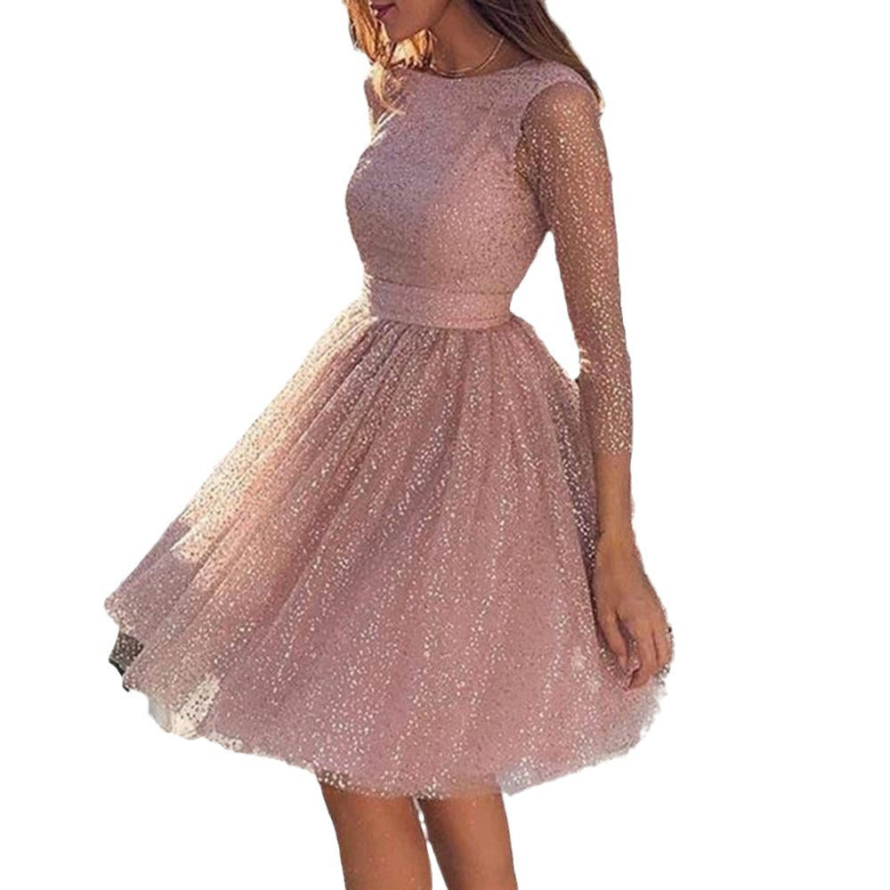 summer new arrivals: european and american style fashion long sleeve dress - high waist cocktail party evening gown