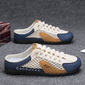 Men's summer breathable mesh casual slippers, anti-odor mesh shoes, slip-on soft sole half slippers, men's skate shoes, trendy shoes