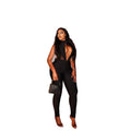 European and american cross-border women's fashion:  autumn new arrival - solid color sleeveless halter neck sexy backless bodycon long jumpsuit