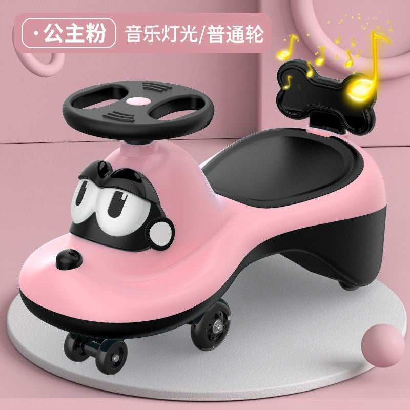 Kids' twist and go ride-on car - ages 1-3, suitable for boys and girls, adult accommodated, silent wheels, anti-tip design, wobble ride-on toy car