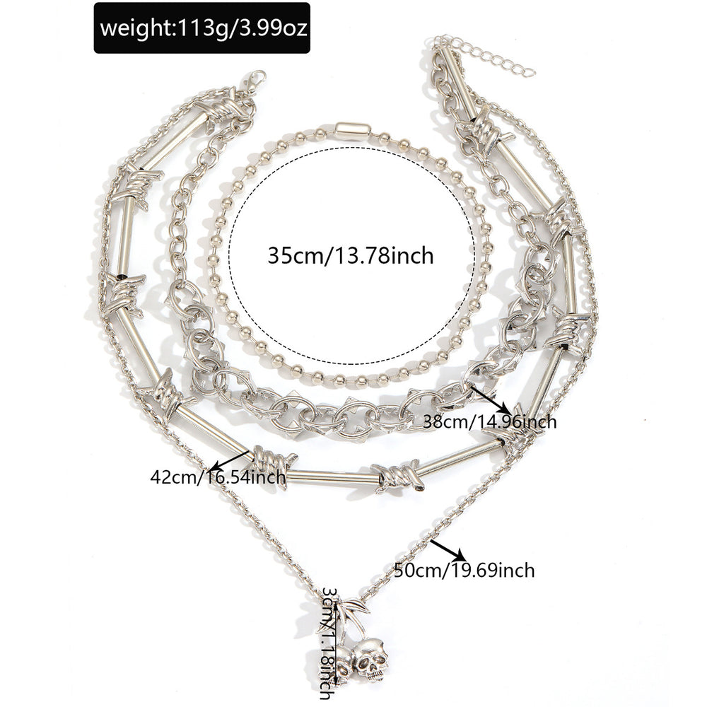 Clavicle necklace wholesale street cool hip hop skull pendant niche design sense thorns bamboo section stacked sweater chain