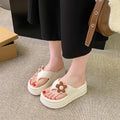 New arrivalcute flower seaside beach slippers women's summer easiest for matchoutwearplatform shoesthick sole sandals internet celebrity flip flops